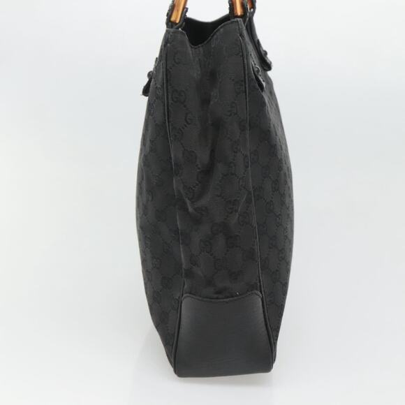 GUCCI GG Canvas Bamboo Tote Bag Black - Picture 4 of 16